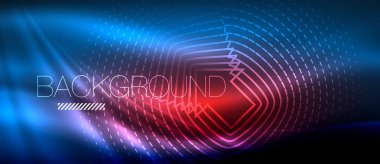 Neon parlayan dalga, sihirli enerji ve ışık arka plan. Duvar kağıdı şablonu, yüksek teknoloji gelecek kavramı