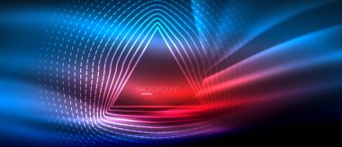 Neon parlayan dalga, sihirli enerji ve ışık arka plan. Duvar kağıdı şablonu, yüksek teknoloji gelecek kavramı