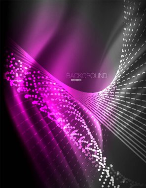 Yumuşak ışık efekti, parlak parlak neon koyu arka plan üzerinde düz çizgiler. Enerji Teknoloji fikir. Vektör çizim