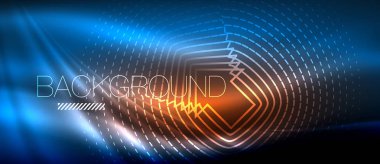 Neon parlayan dalga, sihirli enerji ve ışık arka plan. Duvar kağıdı şablonu, yüksek teknoloji gelecek kavramı