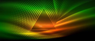 Neon parlayan dalga, sihirli enerji ve ışık arka plan. Duvar kağıdı şablonu, yüksek teknoloji gelecek kavramı