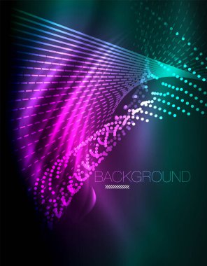 Yumuşak ışık efekti, parlak parlak neon koyu arka plan üzerinde düz çizgiler. Enerji Teknoloji fikir