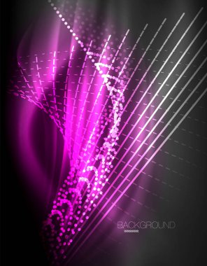 Yumuşak ışık efekti, parlak parlak neon koyu arka plan üzerinde düz çizgiler. Enerji Teknoloji fikir