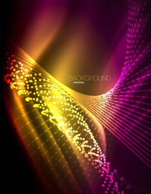 Yumuşak ışık efekti, parlak parlak neon koyu arka plan üzerinde düz çizgiler. Enerji Teknoloji fikir