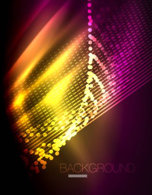 Yumuşak ışık efekti, parlak parlak neon koyu arka plan üzerinde düz çizgiler. Enerji Teknoloji fikir