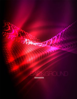 Yumuşak ışık efekti, parlak parlak neon koyu arka plan üzerinde düz çizgiler. Enerji Teknoloji fikir