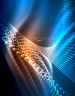 Yumuşak ışık efekti, parlak parlak neon koyu arka plan üzerinde düz çizgiler. Enerji Teknoloji fikir