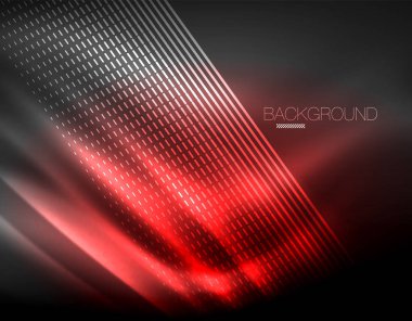 Yumuşak ışık efekti, parlak parlak neon koyu arka plan üzerinde düz çizgiler. Enerji Teknoloji fikir