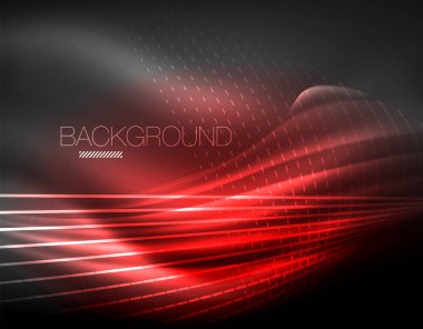 Yumuşak ışık efekti, parlak parlak neon koyu arka plan üzerinde düz çizgiler. Enerji Teknoloji fikir