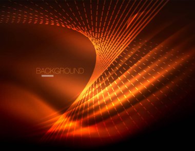 Yumuşak ışık efekti, parlak parlak neon koyu arka plan üzerinde düz çizgiler. Enerji Teknoloji fikir