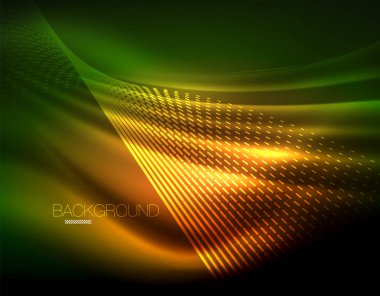 Yumuşak ışık efekti, parlak parlak neon koyu arka plan üzerinde düz çizgiler. Enerji Teknoloji fikir