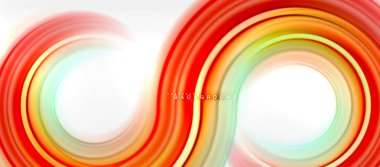 Gökkuşağı sıvı renkli arka plan - girdap ve daireler, bükülmüş sıvı renkler, renkli mermer veya plastik dalgalı doku zemin, çok renkli şablonu için iş veya teknoloji