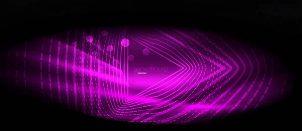 Neon glühende Welle, magische Energie und Licht Bewegungshintergrund. Tapeten-Vorlage, hallo-technologisches Zukunftskonzept — Stockvektor
