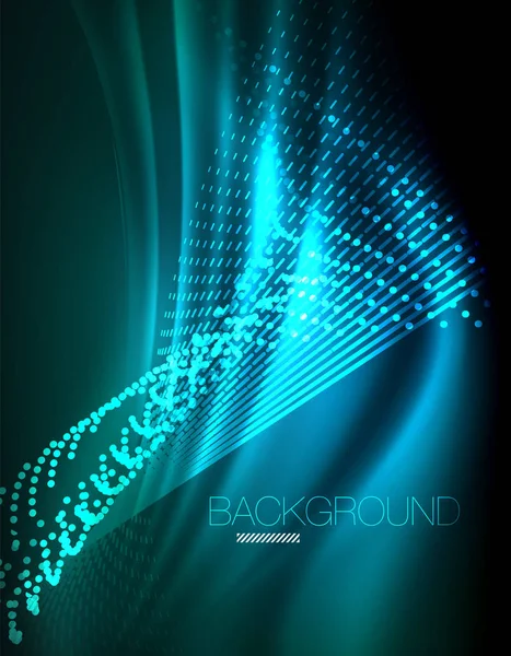 Yumuşak ışık efekti, parlak parlak neon koyu arka plan üzerinde düz çizgiler. Enerji Teknoloji fikir