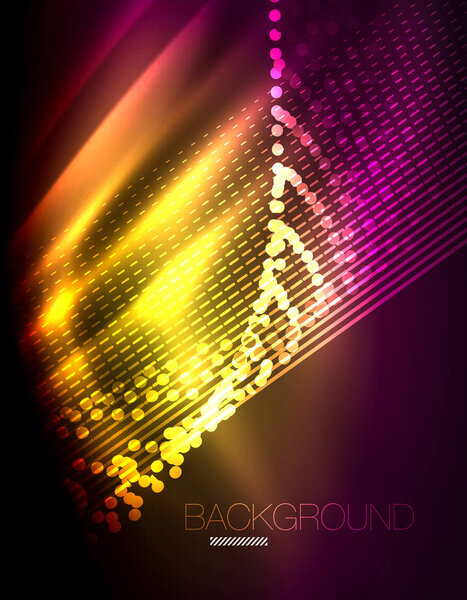 Гладкий световой эффект, прямые линии на светящемся сияющем неоновом темном фоне. Идея энергетических технологий
