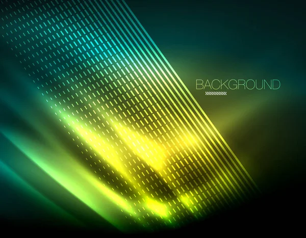 Yumuşak ışık efekti, parlak parlak neon koyu arka plan üzerinde düz çizgiler. Enerji Teknoloji fikir