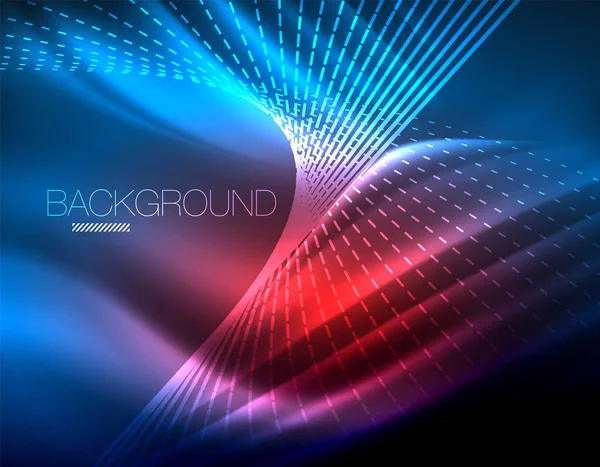 Yumuşak ışık efekti, parlak parlak neon koyu arka plan üzerinde düz çizgiler. Enerji Teknoloji fikir