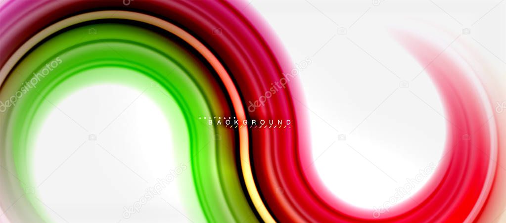 Rainbow fluid color line abstract background - swirl and circles, twisted liquid colours design, colorful marble or plastic wavy texture backdrop, multicolored template for business or technology