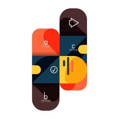 Infographics seçeneği ve adım adım içinde yuvarlak kareler, grafik, grafik, diyagram seçenekleri, parçalar, süreçleri ile unsuru