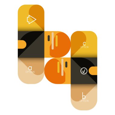 Infographics seçeneği ve adım adım içinde yuvarlak kareler, grafik, grafik, diyagram seçenekleri, parçalar, süreçleri ile unsuru