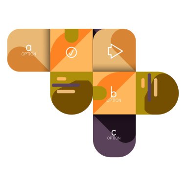 Infographics seçeneği ve adım adım içinde yuvarlak kareler, grafik, grafik, diyagram seçenekleri, parçalar, süreçleri ile unsuru