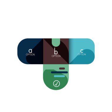 Infographics seçeneği ve adım adım içinde yuvarlak kareler, grafik, grafik, diyagram seçenekleri, parçalar, süreçleri ile unsuru