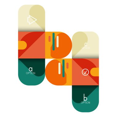 Infographics seçeneği ve adım adım içinde yuvarlak kareler, grafik, grafik, diyagram seçenekleri, parçalar, süreçleri ile unsuru