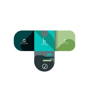 Infographics seçeneği ve adım adım içinde yuvarlak kareler, grafik, grafik, diyagram seçenekleri, parçalar, süreçleri ile unsuru. Sunuyu veya web bilgi ekranı için vektör iş şablonu