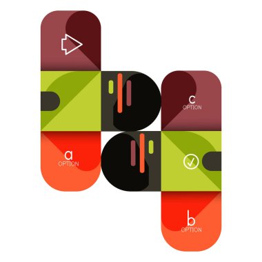 Infographics seçeneği ve adım adım içinde yuvarlak kareler, grafik, grafik, diyagram seçenekleri, parçalar, süreçleri ile unsuru