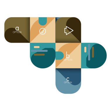 Infographics seçeneği ve adım adım içinde yuvarlak kareler, grafik, grafik, diyagram seçenekleri, parçalar, süreçleri ile unsuru