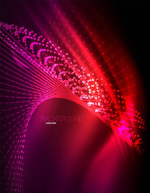 Yumuşak ışık efekti, parlak parlak neon koyu arka plan üzerinde düz çizgiler. Enerji Teknoloji fikir