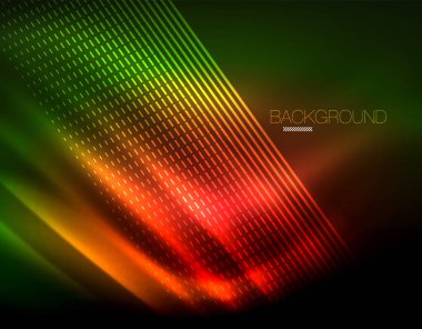 Yumuşak ışık efekti, parlak parlak neon koyu arka plan üzerinde düz çizgiler. Enerji Teknoloji fikir