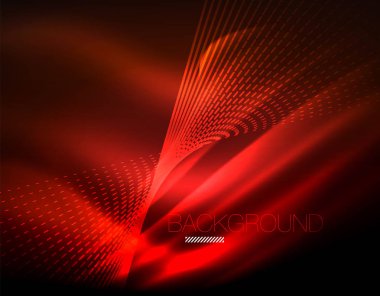 Yumuşak ışık efekti, parlak parlak neon koyu arka plan üzerinde düz çizgiler. Enerji Teknoloji fikir