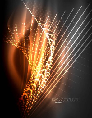 Yumuşak ışık efekti, parlak parlak neon koyu arka plan üzerinde düz çizgiler. Enerji Teknoloji fikir