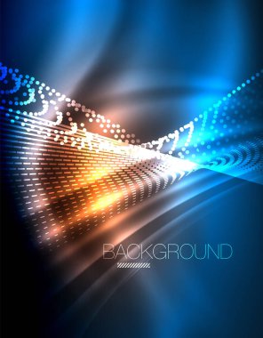 Yumuşak ışık efekti, parlak parlak neon koyu arka plan üzerinde düz çizgiler. Enerji Teknoloji fikir