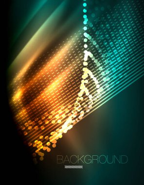 Yumuşak ışık efekti, parlak parlak neon koyu arka plan üzerinde düz çizgiler. Enerji Teknoloji fikir. Vektör çizim