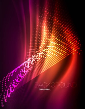 Yumuşak ışık efekti, parlak parlak neon koyu arka plan üzerinde düz çizgiler. Enerji Teknoloji fikir