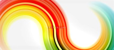 Gökkuşağı sıvı renkli arka plan - girdap ve daireler, bükülmüş sıvı renkler, renkli mermer veya plastik dalgalı doku zemin, çok renkli şablonu için iş veya teknoloji