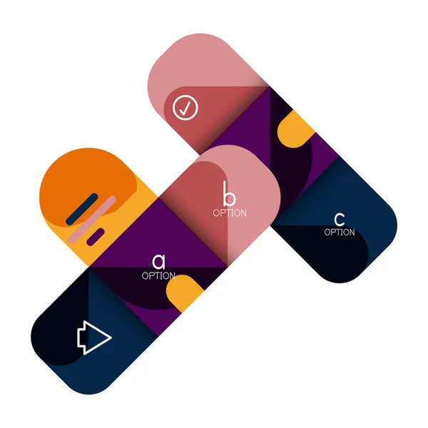 Infografik Option und Schritt für Schritt in abgerundeten Quadraten, Element von Diagramm, Diagramm, Diagramm mit Optionen, Teilen, Prozessen — Stockvektor