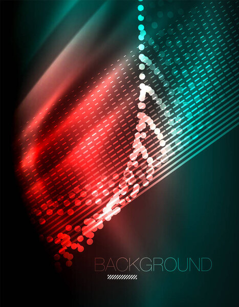 Гладкий световой эффект, прямые линии на светящемся сияющем неоновом темном фоне. Идея энергетических технологий
