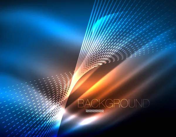 Yumuşak ışık efekti, parlak parlak neon koyu arka plan üzerinde düz çizgiler. Enerji Teknoloji fikir