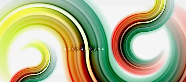 Rainbow fluid color line abstract background - swirl and circles, twisted liquid colours design, colorful marble or plastic wavy texture backdrop, multicolored template for business or technology — Stock Vector