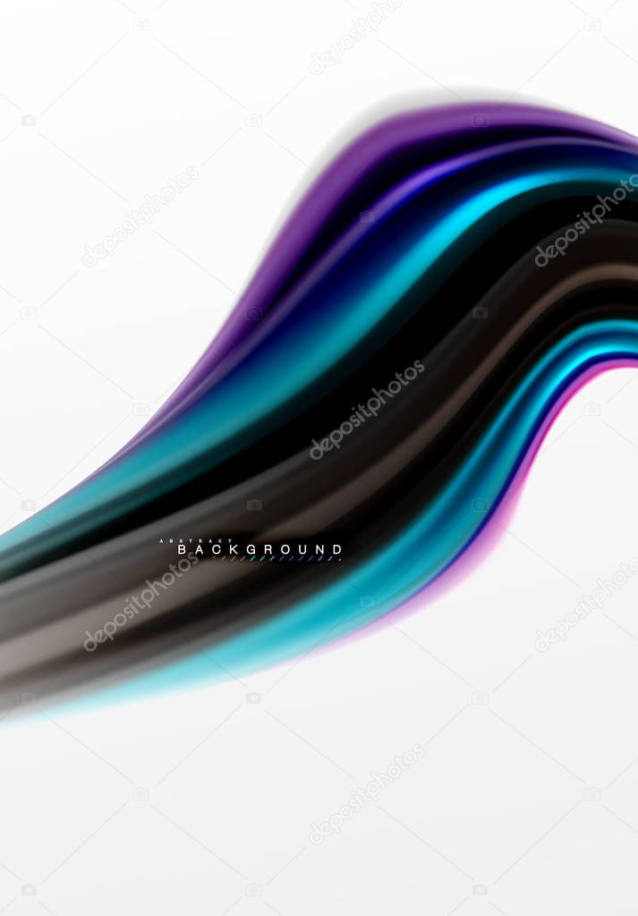 Fluid liquid mixing colors concept on light grey background, curve flow, trendy abstract layout template for business or technology presentation or web brochure cover, wallpaper