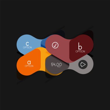 Düz tasarım geometrik infographics, ok şekli vektör etiket veya etiket, Fiyat etiketleri, promosyon rozet, simgesi tasarım, kağıt tarzı düzeni verileri grafik görselleştirme adım adım süreci için için teklif