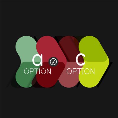 Düz tasarım geometrik infographics, ok şekli vektör etiket veya etiket, Fiyat etiketleri, promosyon rozet, simgesi tasarım, kağıt tarzı düzeni verileri grafik görselleştirme adım adım süreci için için teklif