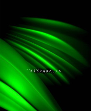 Neon parlayan dalga, sihirli enerji ve ışık arka plan. Vektör duvar kağıdı şablonu