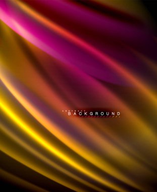 Neon parlayan dalga, sihirli enerji ve ışık arka plan. Vektör duvar kağıdı şablonu