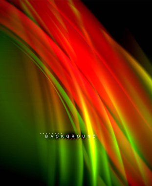 Neon parlayan dalga, sihirli enerji ve ışık arka plan. Vektör duvar kağıdı şablonu