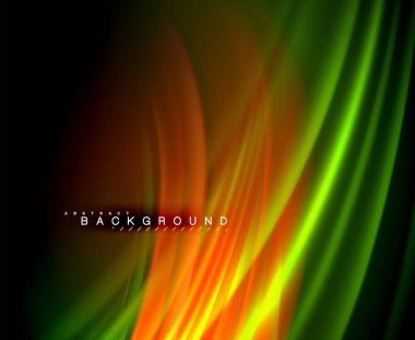 Neon parlayan dalga, sihirli enerji ve ışık arka plan. Vektör duvar kağıdı şablonu