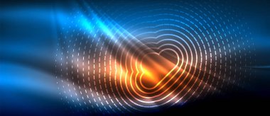 Neon parlayan dalga, sihirli enerji ve ışık arka plan. Duvar kağıdı şablonu, yüksek teknoloji gelecek kavramı